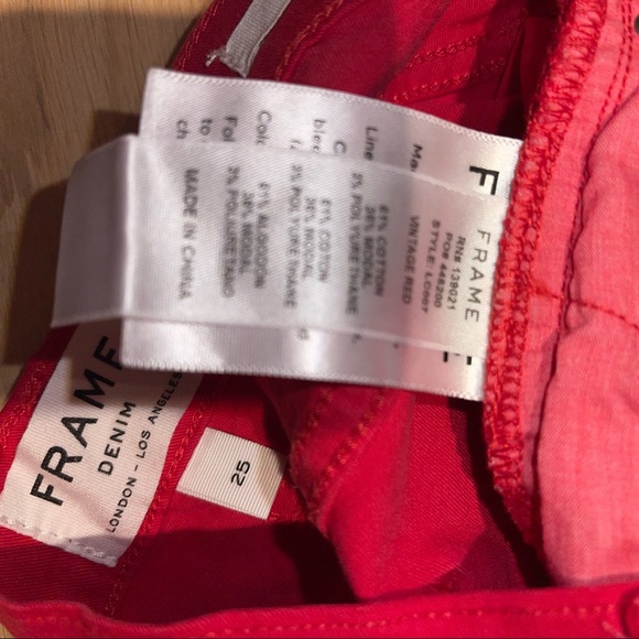 Frame Le Cutoff Shorts Vintage Red 25 - Picture 11 of 13
